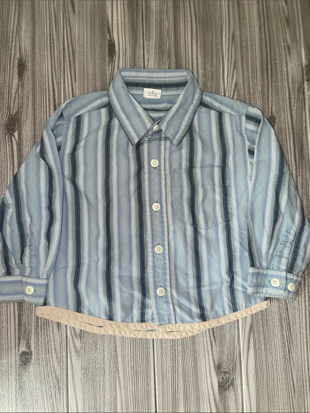 GAP Light Blue Striped Button-Down Shirt Size 12-18M